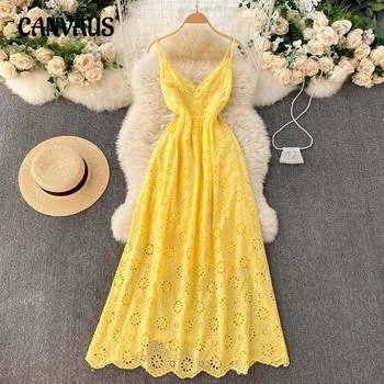 Платье-халтер с открытыми плечами и цветочным принтом, длинное платье для женщин в праздничном стиле one size жёлтый