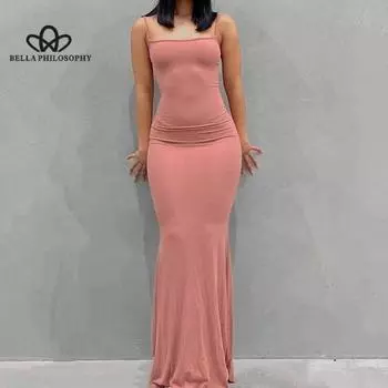 Платье-халтер женское премиум-пакет платье на бедрах сексуальное облегающее длинное платье с юбкой-рыбьим хвостом женское повседневное длинное платье S серый