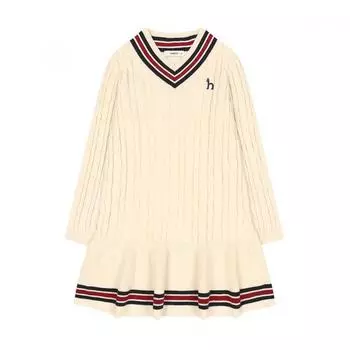 Платье Hedges Kids с V-образным вырезом и косами Huw11na61m iV 100