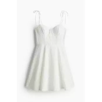Платье HM Broderie Anglaise с завязками, белое