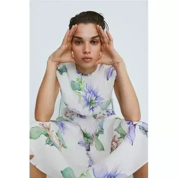 Платье HM для курящих, белое с цветочным принтом