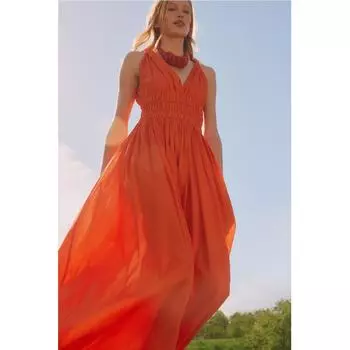 Платье HM с курящей талией, ярко-красное