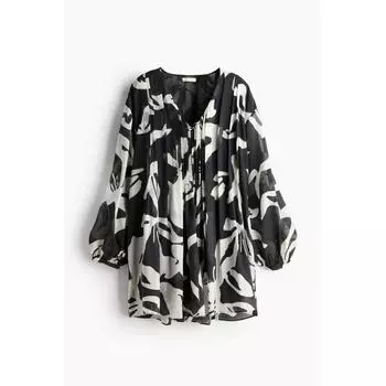 Платье HM с защипами, черное с узором