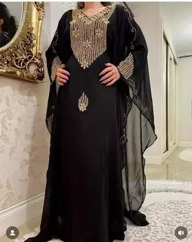 Платье Исламский кафтан Дубай Новый стильный марокканский кафтан Жоржет Куртка XS чёрный