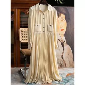 Платье из ацетата Mgsuper Good Qiaoqi с полуоткрытой спиной Apricot color S