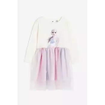 Платье из джерси и тюля HM Natural White Frozen