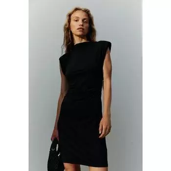 Платье из джерси с драпировкой HM, черное 1210727001