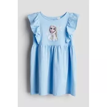 Платье из джерси с воланами HM Голубое Frozen