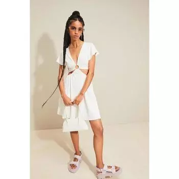 Платье из джерси с вырезом H&M кремового цвета 1065202001