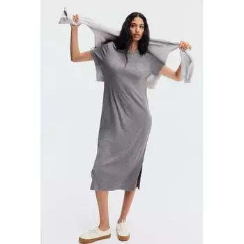 Платье из джерси в рубчик HM серого меланжа