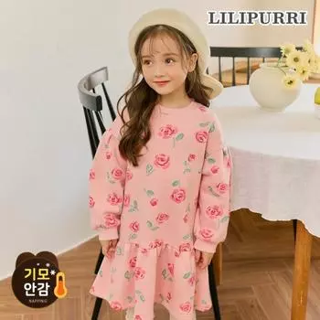Платье из флиса с большим цветком Lilypuri, розовое Pink/150