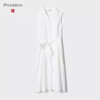 Платье из хлопчатобумажной ткани UNIQLO без рукавов с поясом