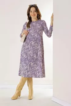 Платье из лайкры и вискозы с двойными складками и карманами с узором пейсли