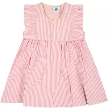 Платье из поплина A0AGQ Light 36 месяцев 95 см [Petit Bateau] Розовый/Розовый
