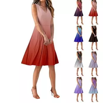 Платье из шифона с цветочным принтом, без рукавов, с V-образным вырезом на талии L чёрный