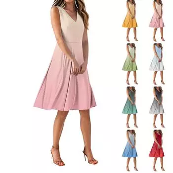 Платье из шифона с цветочным принтом, без рукавов, с V-образным вырезом на талии S