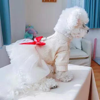 Платье из шлейки для собак с D-образным кольцом для маленьких собак, зимняя юбка для собак для девочек L