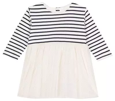 Платье из тюля с длинными рукавами A0CUM 12 месяцев 74 см [Petit Bateau] Белый/Многоцветный