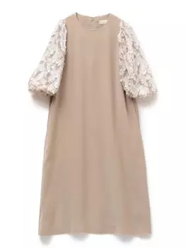 Платье из жаккарда с цельным рукавом Life Store by BEIGE S [Сияющие лучи] (С-М) Женский бежевый