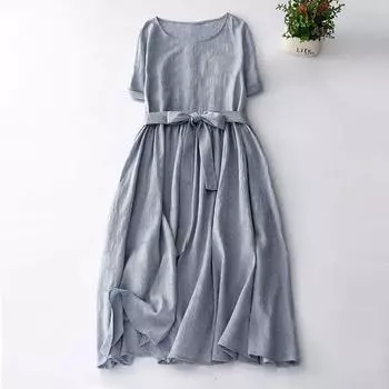 Платье из жаккардовой ткани с текстурой Leisure и синей юбкой M