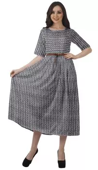 Платье-качели с принтом Moomaya, женское платье-миди, повседневное рабочее платье с коротким рукавом 2XL серый