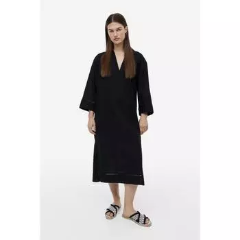 Платье-кафтан HM из льняной смеси, черное 1143731002 XSEUR XSP