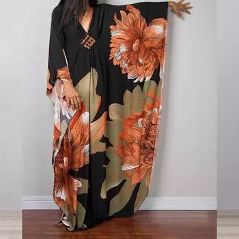 Платье-кафтан с принтом тай-дай, повседневное пляжное летнее макси-платье с накидкой, женская одежда One Size