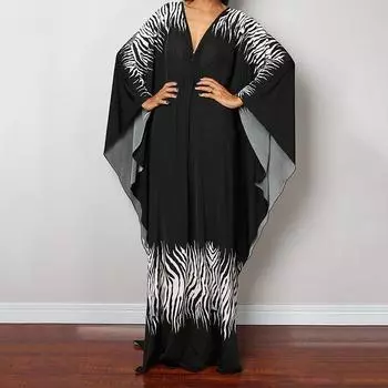 Платье-кафтан с принтом тай-дай, повседневное пляжное летнее макси-платье с накидкой, женская одежда One Size