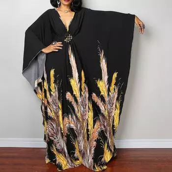 Платье-кафтан с принтом тай-дай, повседневное пляжное летнее макси-платье с накидкой, женская одежда One Size