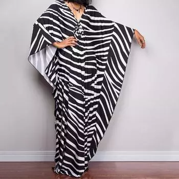 Платье-кафтан с принтом тай-дай, повседневное пляжное летнее макси-платье с накидкой, женская одежда One Size