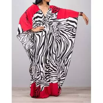 Платье-кафтан с принтом тай-дай, повседневное пляжное летнее макси-платье с накидкой, женская одежда One Size