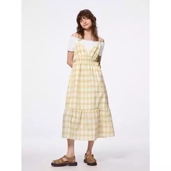 Платье-камисоль в клетку Gu By Uniqlo 42 YELLOW/XXL