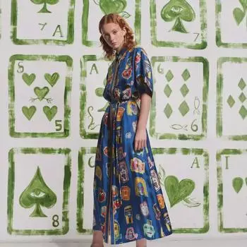 Платье-кардиган с короткими рукавами и шнуровкой XXL цветочный