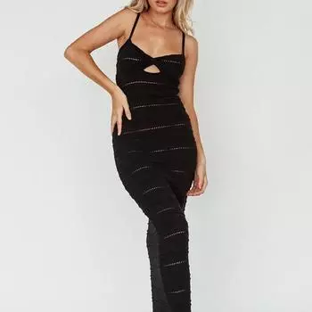 Платье-комбинезон для девушек, сексуальное женское, ажурное, скрученное, трикотажное, длинное, вечернее платье для женщин S абрикосовый