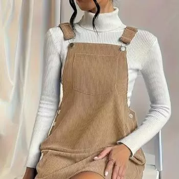 Платье-комбинезон с однотонным карманом спереди, элегантное платье без рукавов с пуговицами, женская одежда S хаки