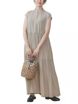 Платье-комбинезон Skipper Tiered Dress БЕЖЕВЫЙ БЕСПЛАТНО [Beams Heart] Женское бежевый