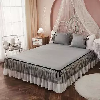 Платье-кровать, кружевной комплект, кружевная юбка, покрывало, домашний текстиль, однотонная юбка-кровать, покрывала для спальни, простыни, пылезащитный чехол, постельные принадлежности 100x200cm 1pc