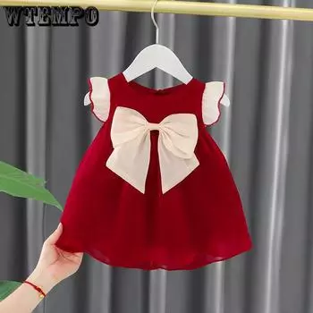Платье Летнее платье принцессы Женская одежда Модная детская одежда Летнее платье для девочек 90 красный