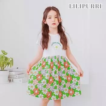 Платье Lilypuri Flower Garden, зеленое Green/140