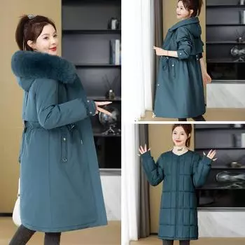 Платье Live Face Removable One, три вида женской одежды из хлопка средней и длинной длины, куртка из хлопка с поясом, зимнее утолщенное хлопковое пальто M