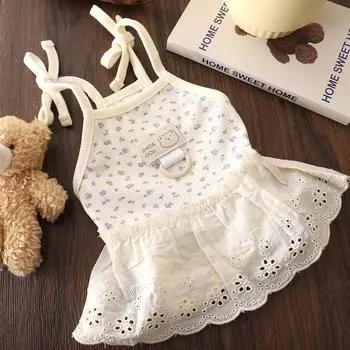 Платье-майка с сетчатым принтом для собак, одежда для домашних животных, дышащая одежда для щенков, весенне-летняя одежда, цветочное платье принцессы для щенков S