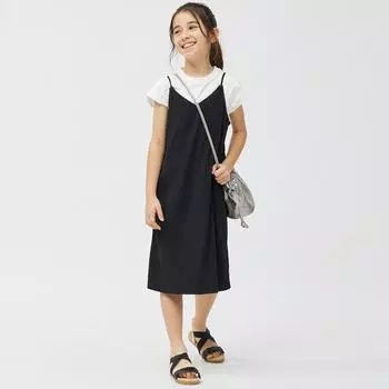 Платье-майка в рубчик GU by Uniqlo GIRLS2WAY с короткими рукавами