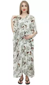 Платье макси для беременных Bimba Moms с цветочным принтом, белое кафтан с рукавами-кимоно-10 10 белый