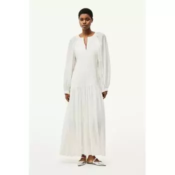 Платье макси HM с защипами, белое