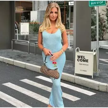 Платье макси с блестками и квадратным вырезом, женское, блестящее, прозрачное, без рукавов, сексуальное, пэчворк, летнее, длинное, женское, вечернее платье S жёлтый