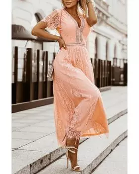 Платье макси с кружевом Azura Exchange Fill Your Heart S розовый