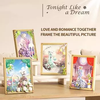 Платье мечты, фоторамка, строительные блоки, цветы, свадебное платье принцессы, Cheongsam, кирпичи, украшение для рабочего стола, рождественские подарки жёлтый/фиолетовый