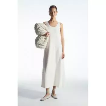 Платье миди из трикотажа Cos Japan с круглым вырезом white/S