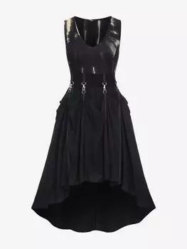 Платье миди Rosegal Gothic Tie Dye с застежкой-молнией и без рукавов S чёрный