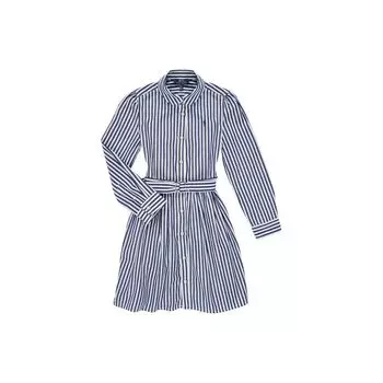 Платье миди с длинным рукавом и воротником с полосатым принтом Polo Ralph Lauren Детские платья Белый 313785816-003 XL